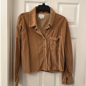 American eagle corduroy cropped button up